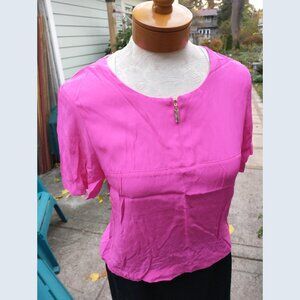 Top: Silk, hot pink, 1/4 zip, short sleeve. Size small - by Amanda Uprichard